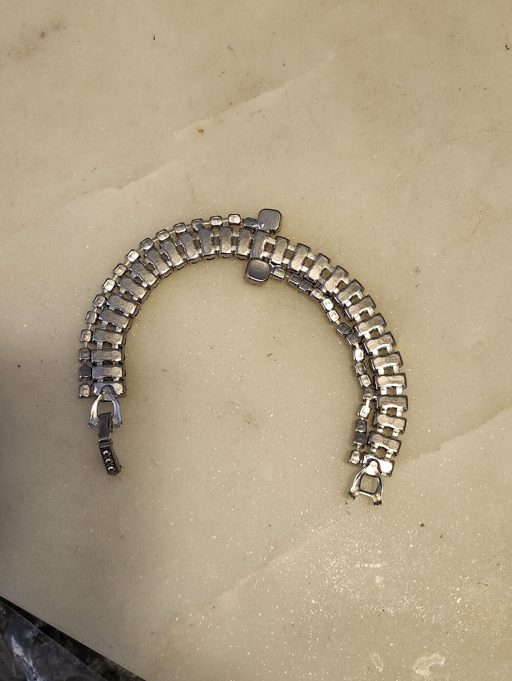 Stunning Rhinestone Three-Row Tennis Bracelet - Picture 9 of 10